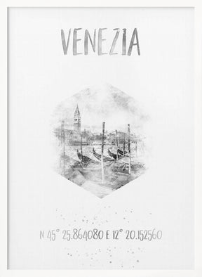 Coordinates VENICE Grand Canal | monochrome watercolor Poster