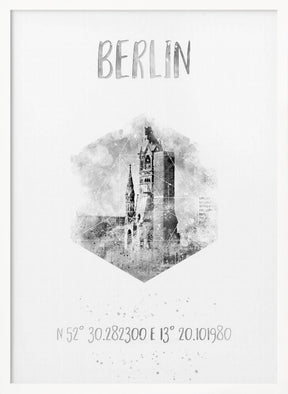 Coordinates BERLIN | monochrome watercolor Poster