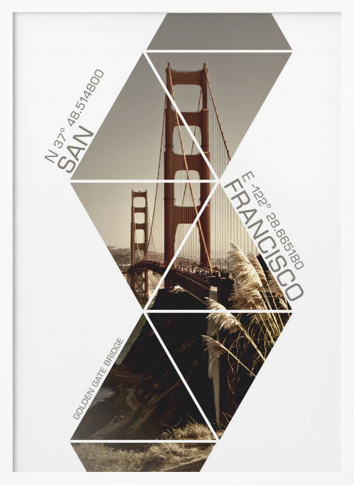 Coordinates SAN FRANCISCO Golden Gate Bridge Poster