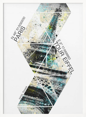 Modern Art Eiffel Tower Coordinates Poster