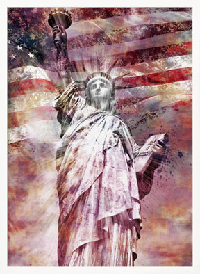 Modern Art STATUE OF LIBERTY - red Poster