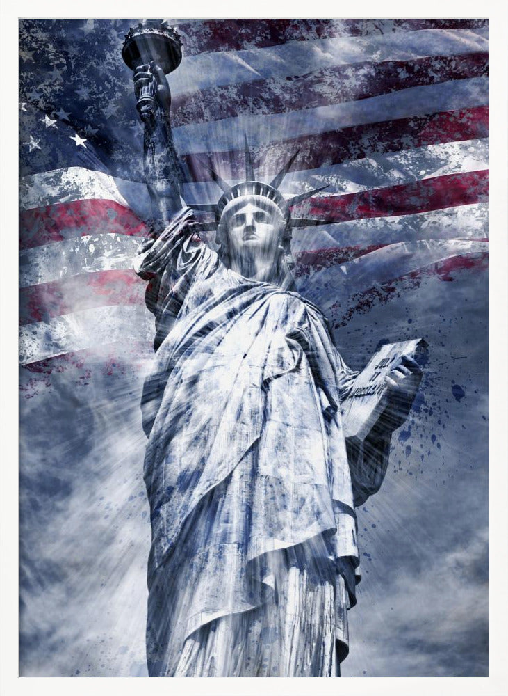 Modern Art STATUE OF LIBERTY | blue Poster