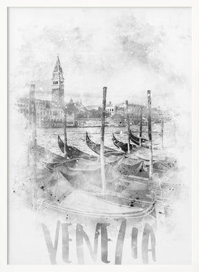 Monochrome Art VENICE Canal Grande | watercolor Poster