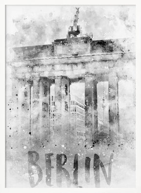 Monochrome Art BERLIN Brandenburg Gate | Watercolor Poster