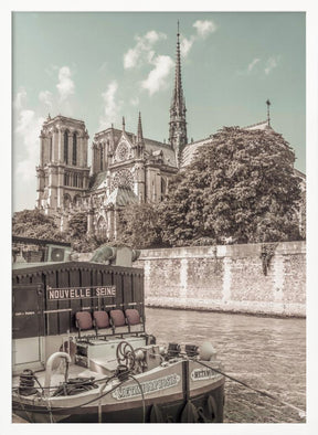 PARIS Notre-Dame and River Seine | urban vintage style Poster