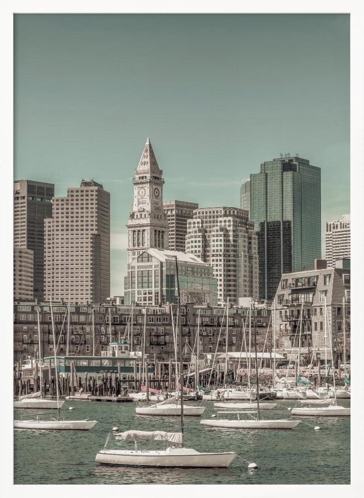 BOSTON Skyline North End &amp; Financial District | urban vintage style Poster