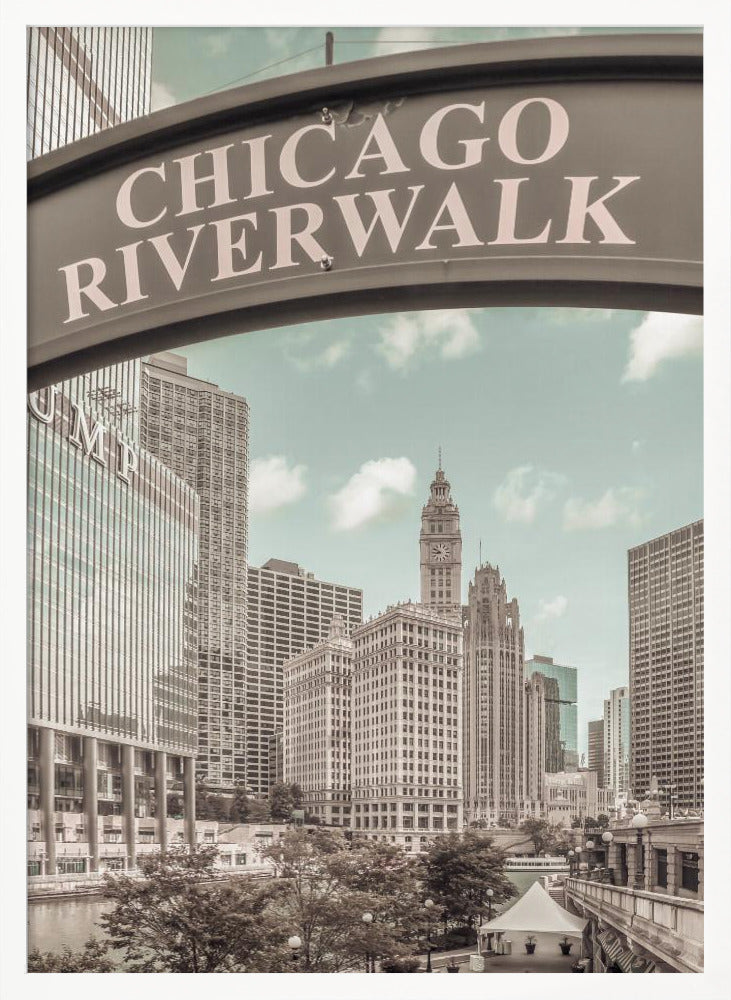 CHICAGO Riverwalk | urban vintage style Poster