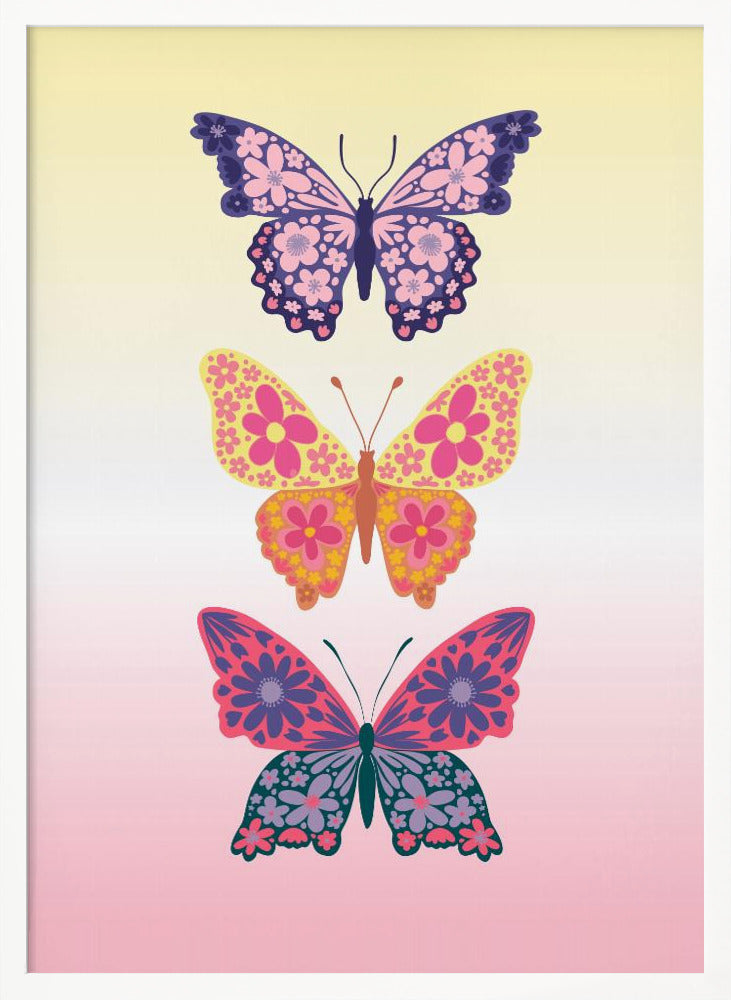 Colorful floral butterflies II Poster