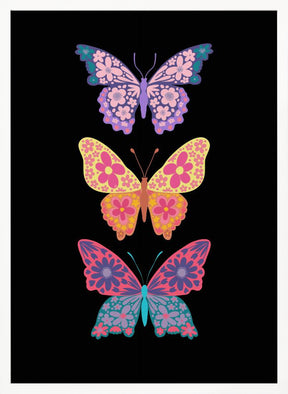 Colorful floral butterflies III Poster