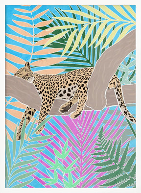 Jaguar Sleeping in colourful jungle Poster