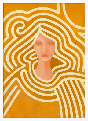 Berit abstract in ochre and pink Poster