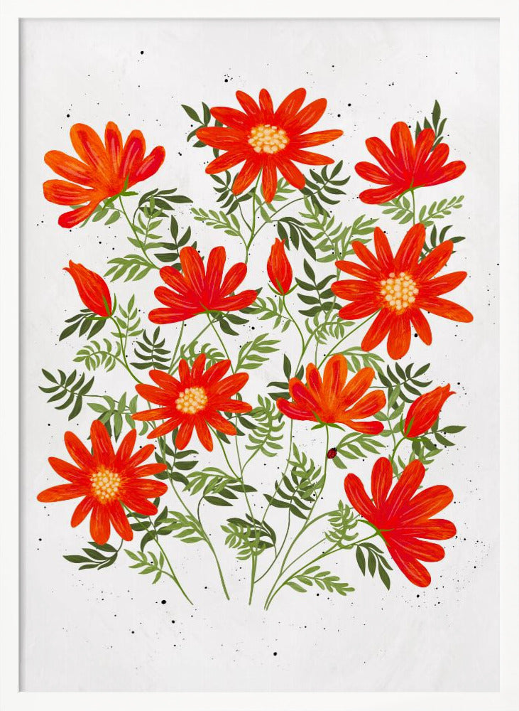 Ladybug flowers red Poster