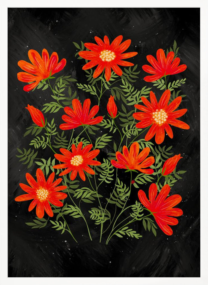 Ladybug flowers red Poster