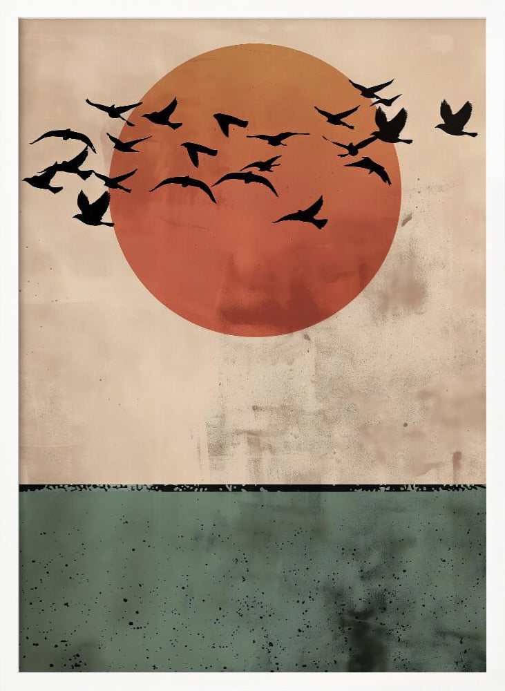 Birds Flying In the Sunset Poster