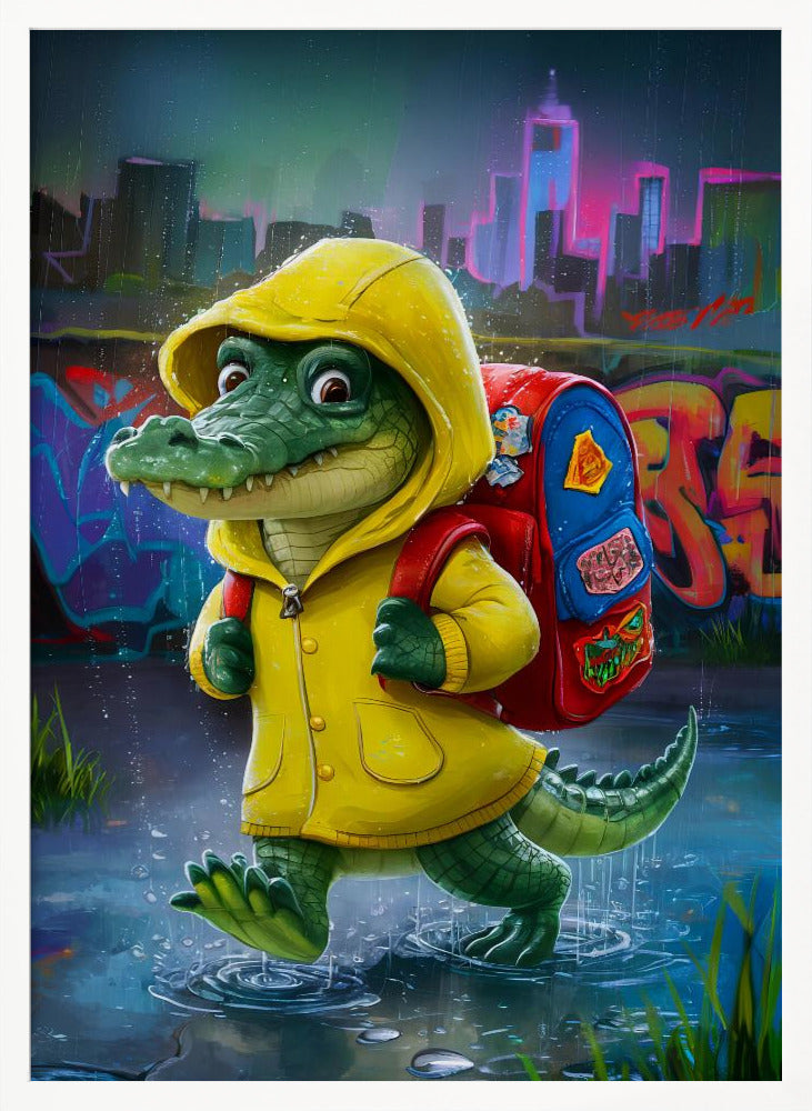 Baby Crocodile Going To School Poster