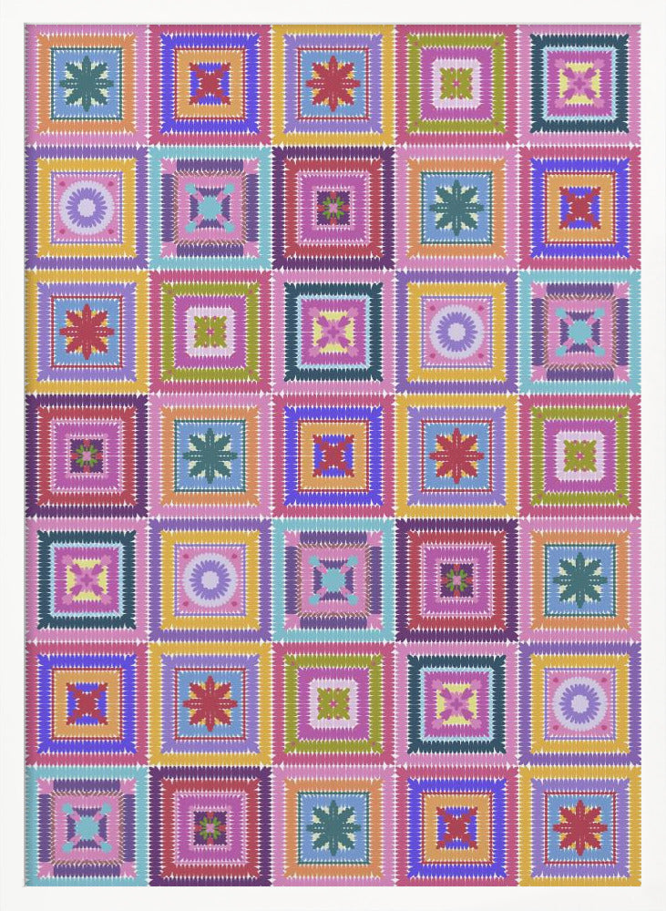 Colorful digital grandma squares I Poster