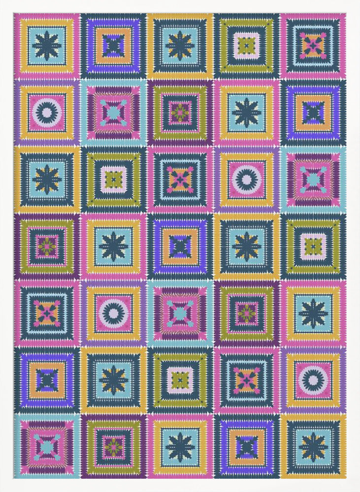 Colorful digital grandma squares II Poster