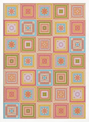 Colorful digital grandma squares III Poster