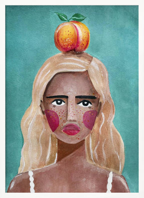 Woman With Peach Poster