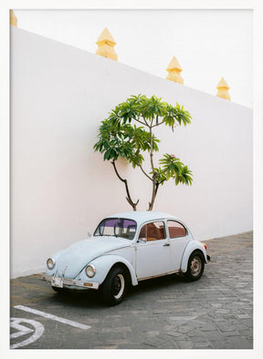 Pastel Volskwagen Beetle in the streets of Oaxaca Mexico Poster