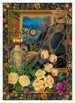 Surreal Floral Portail Collage Poster