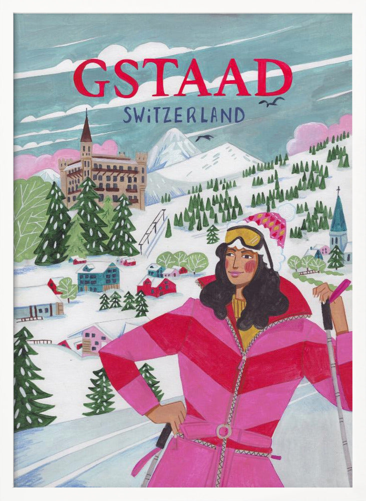 Travel Poster Woman in Gstaad, Switzerland Poster