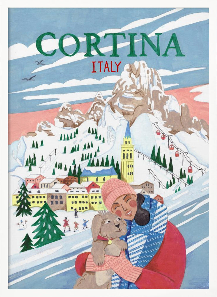 Travel Poster Woman in Cortina, Italy Poster