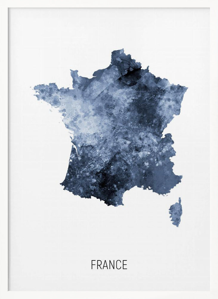 France Watercolor Map Poster