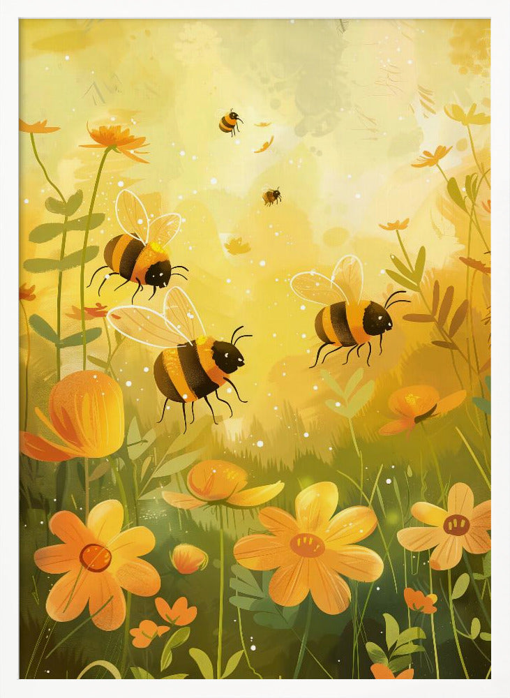 Bees and Flowers Poster