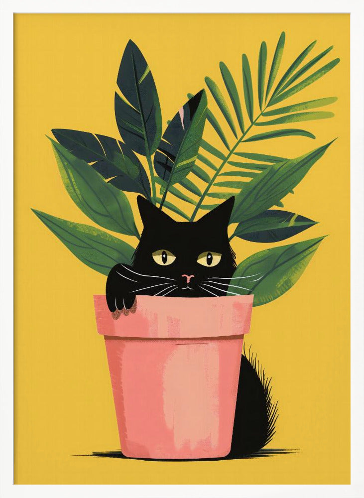 Cat In the Plant Poster