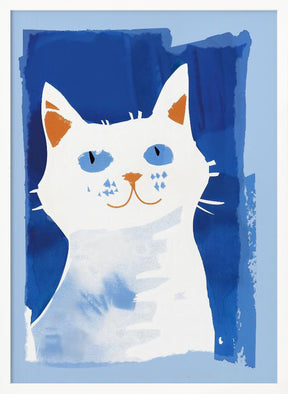 Cat In Blue Poster