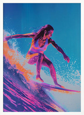 Surfing Woman Poster