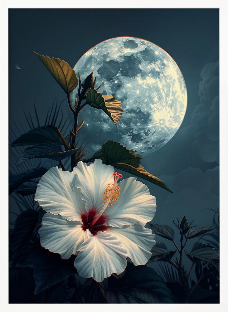 Hibiscus and the Moon Poster