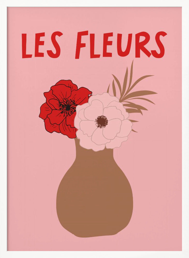 Les Fleurs Pink and Red Poster