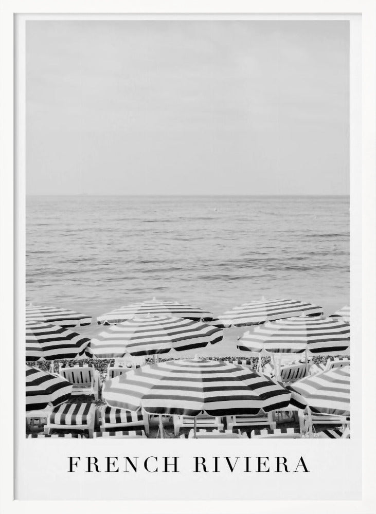French Riviera Travel In Black and White Poster