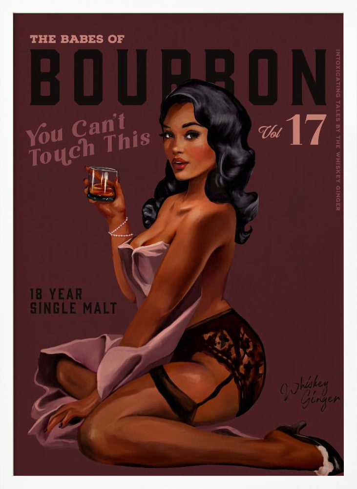 Babes of Bourbon Cant Touch This. Sexy Retro Pin Up Girl Whiskey Art Poster