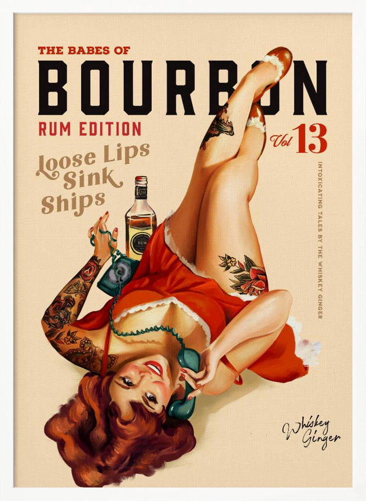 Babes of Bourbon Vol 13 Rum Drinking Pinup Girl Art Poster