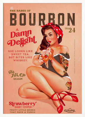 Bourbon Babes Vol 22 Vintage Pinup Girl Drinking A Cocktail Poster