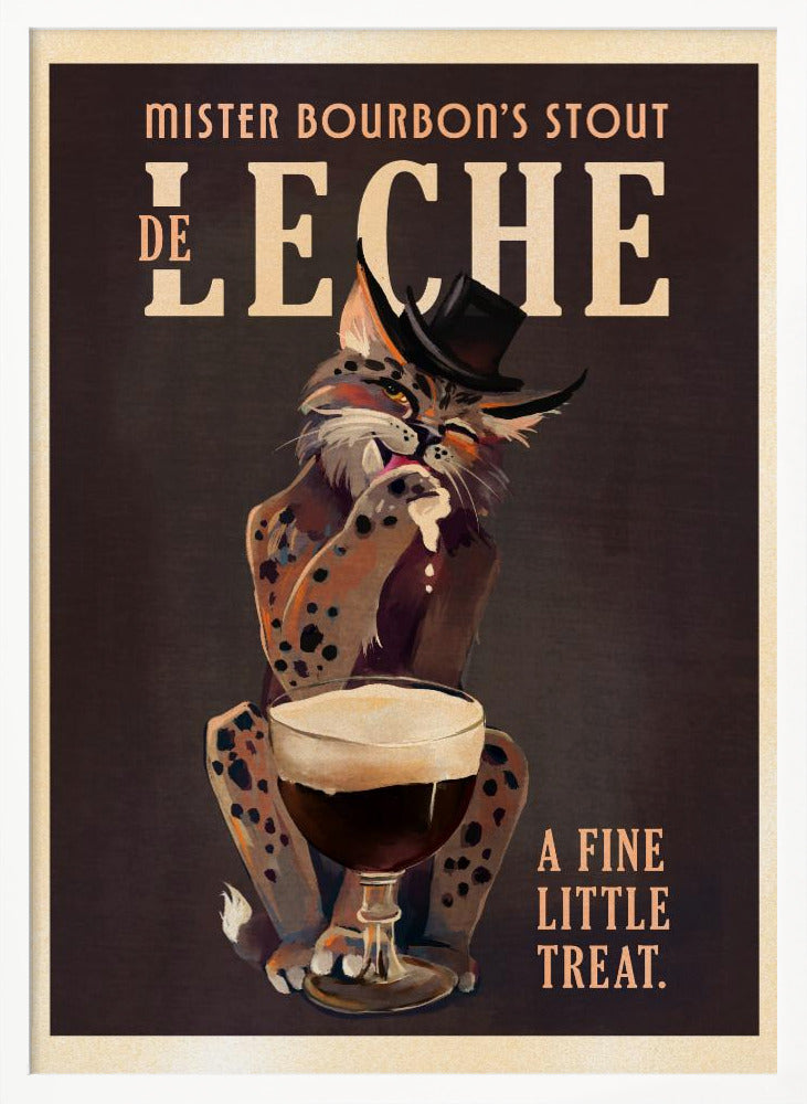 Bourbon De Leche Guinness Style Cat Art Poster