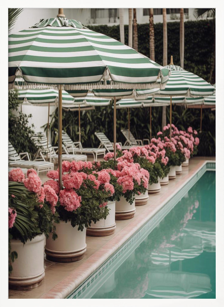 Green Pool Flowers Poster