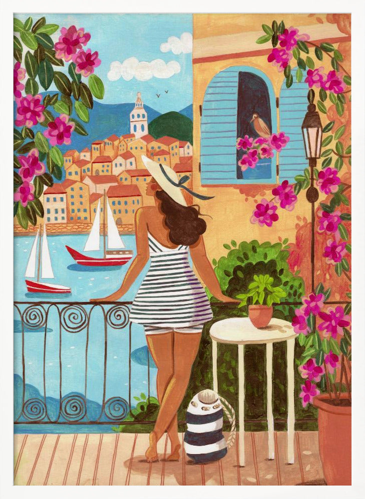 Travel poster woman in Saint-Tropez, France Poster