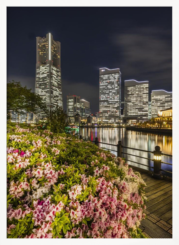 Picturesque Yokohama skyline at night Poster