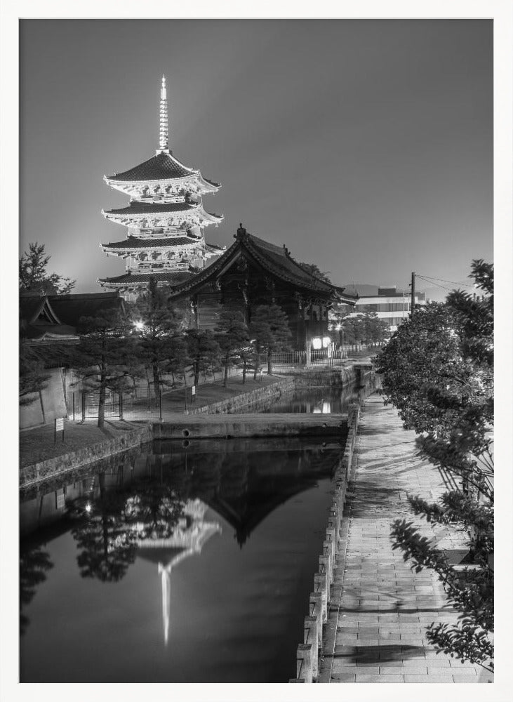 Charming impression of To-ji in the evening - monochrome Poster