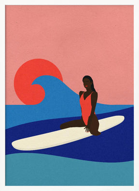 Girl On a Surfboard Poster