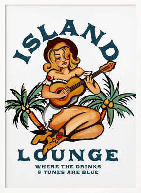 Island Lounge Tropical Pin Up Girl Playing Guitar Poster