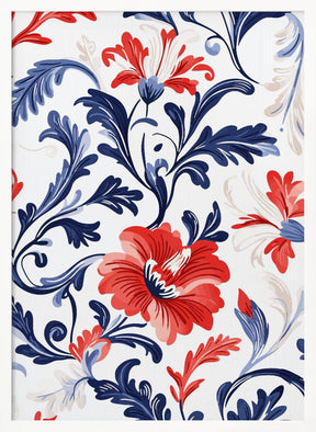 Floral In Blue and Red Poster