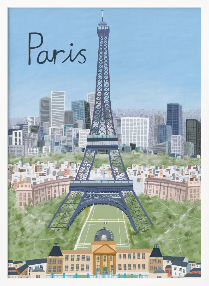 Eiffel Tower with Paris City in Background by Artist Carla Daly Poster