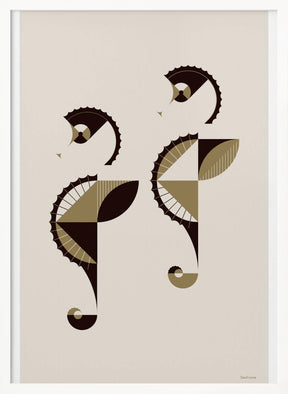 Golden Animals - Seahorses (white Poster