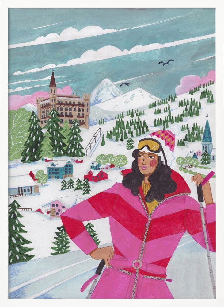 Winter Scene Woman Skiing Poster