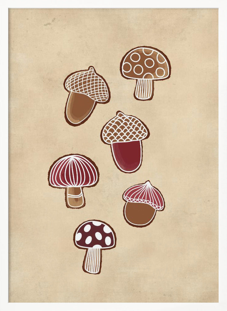 Acorn and mushroom cookies Poster